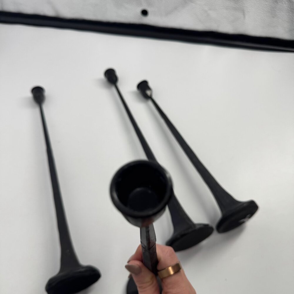 Artisan Hand-Forged Wrought Iron Taper Candle Holders - Set of 4 (13"-15") - Picture 5 of 7